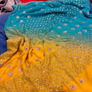 Chiffon heavy work saree